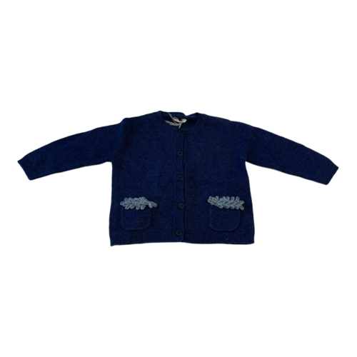 Il Gufo Baby Strick-Jacke jeansblau mit Samtschleife