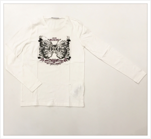 Liu Jo T-Shirt in panna mit Frontprint und kleinen Nieten
