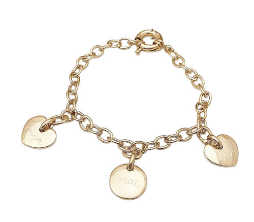 Armband gold mit 3 Medallions personalisiert